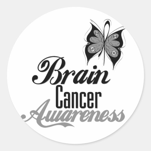 Brain Cancer Awareness Butterfly Ronde Sticker (Voorkant)