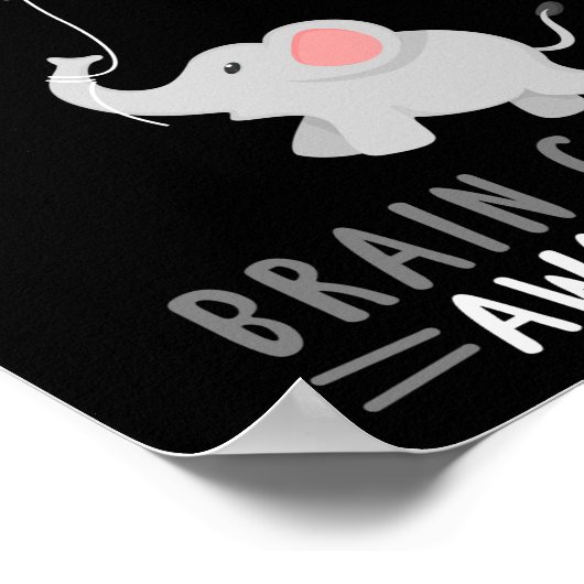 Brain Cancer Awareness Elephant Brain Tumor Gray Poster (Hoek)