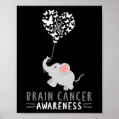 Brain Cancer Awareness Elephant Brain Tumor Gray Poster (Voorkant)