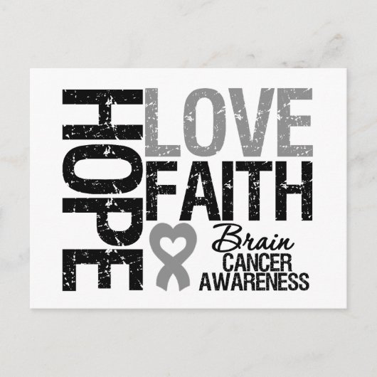 Brain Cancer Awareness Hope Love Faith Briefkaart (Voorkant)