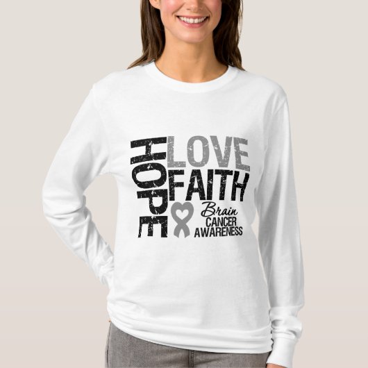 Brain Cancer Awareness Hope Love Faith T-shirt (Voorkant)