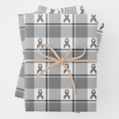 Brain Cancer Awareness Plaid Gray Ribbon Inpakpapier Vel (In situ)