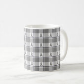 Brain Cancer Awareness Plaid Gray Ribbon Koffiemok (Voorkant rechts)