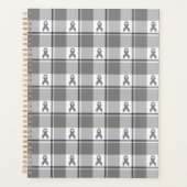 Brain Cancer Awareness Plaid Gray Ribbon Planner (Voorkant)