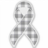 Brain Cancer Awareness Plaid Gray Ribbon Sticker (Voorkant)
