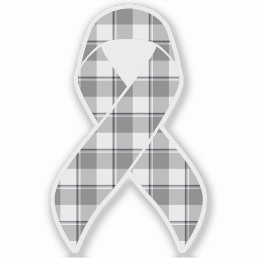 Brain Cancer Awareness Plaid Gray Ribbon Sticker (Voorkant)