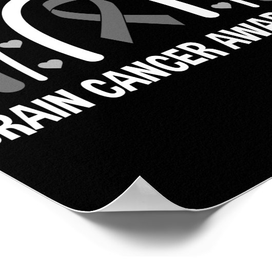 Brain Cancer Awareness Rainbow Brain Tumor Gray Poster (Hoek)