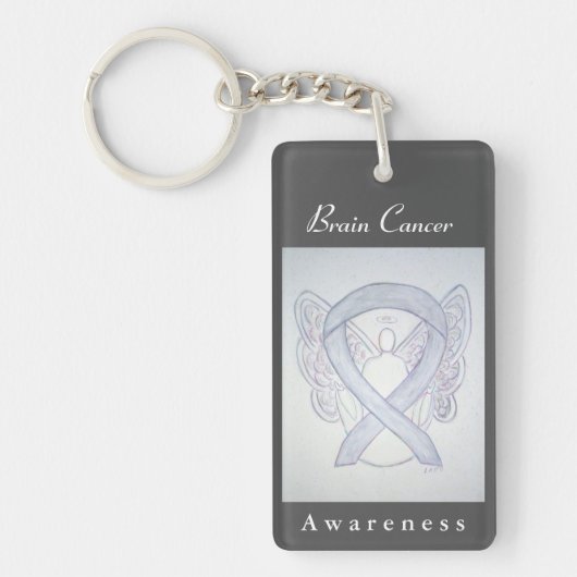 Brain Cancer Awareness Ribbon Angel Sleutelhanger (Voorkant)