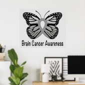 Brain Cancer Butterfly Awareness Ribbon Poster (Thuiskantoor)