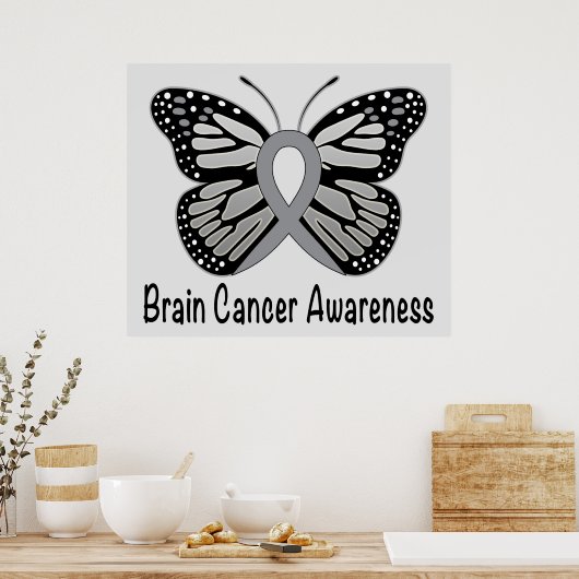 Brain Cancer Butterfly Awareness Ribbon Poster (Keuken)