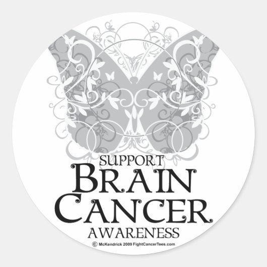 Brain Cancer Butterfly Ronde Sticker (Voorkant)