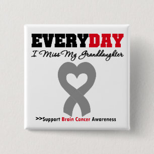 Brain Cancer Elke dag juf ik mijn kleindochter Vierkante Button 5,1 Cm