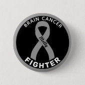 Brain Cancer Fighter Ribbon Black Button (Voorkant)