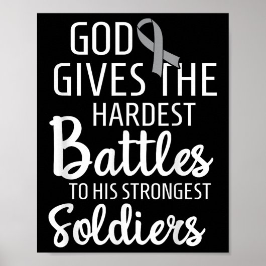 Brain Cancer Fighter Survivor Motivatie Grey Ri Poster (Voorkant)