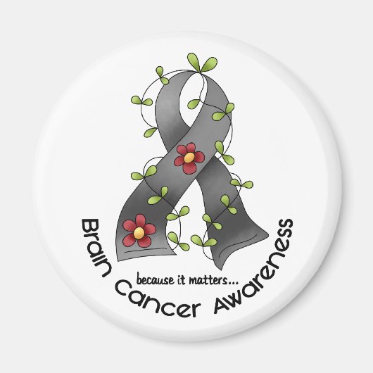 Brain Cancer FLOWER RIBBON 1 Magneet (Voorkant)