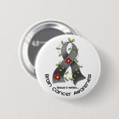 Brain Cancer FLOWER RIBBON 1 Ronde Button 5,7 Cm (Voorkant /achterkant)