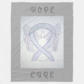 Brain Cancer Grey Awareness Ribbon Angel Blanket Fleece Deken (Voorkant)