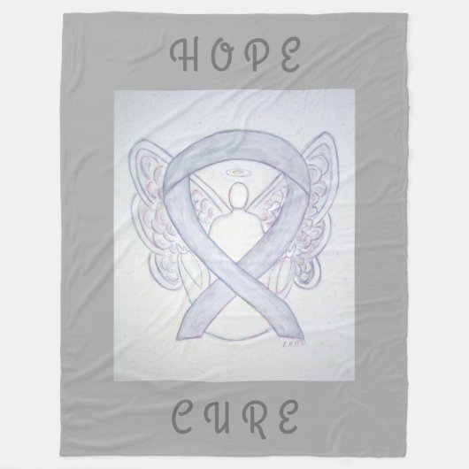 Brain Cancer Grey Awareness Ribbon Angel Blanket Fleece Deken (Voorkant)