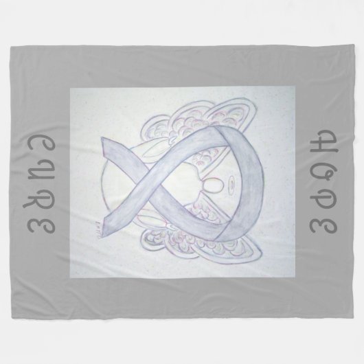 Brain Cancer Grey Awareness Ribbon Angel Blanket Fleece Deken (Voorkant (Horizontaal))