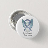 Brain Cancer Grey Awareness Ribbon Angel Pin Ronde Button 3,2 Cm (Voorkant /achterkant)