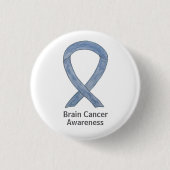 Brain Cancer Grey Awareness Ribbon Button Pins (Voorkant)