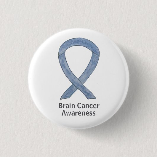 Brain Cancer Grey Awareness Ribbon Button Pins (Voorkant)