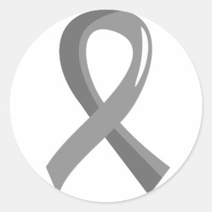 Brain Cancer Grey Ribbon 3 Ronde Sticker