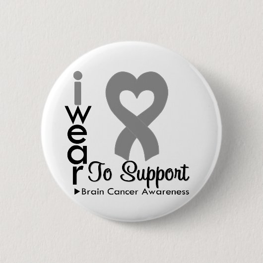 Brain Cancer Heart Ribbon Awareness Ronde Button 5,7 Cm (Voorkant)
