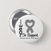 Brain Cancer Heart Ribbon Awareness Ronde Button 5,7 Cm (Voorkant /achterkant)