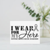 Brain Cancer Hero Gray Ribbon Briefkaart (Staand voorkant)