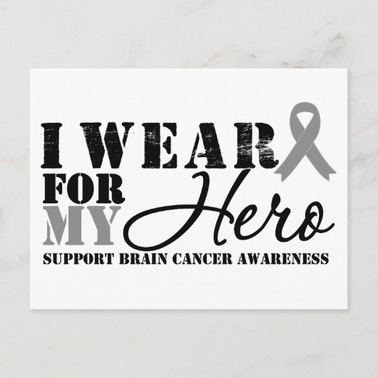 Brain Cancer Hero Gray Ribbon Briefkaart (Voorkant)
