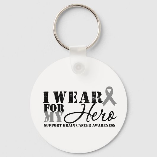 Brain Cancer Hero Gray Ribbon Sleutelhanger (Voorkant)