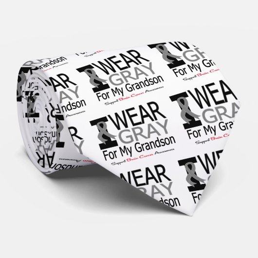 Brain Cancer Ik Draag grijs lint voor mijn kleinzo Stropdas (Opgerold)