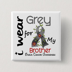 Brain Cancer Ik Draag grijs voor mijn broer 43 Vierkante Button 5,1 Cm
