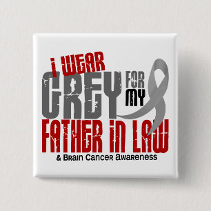 Brain Cancer Ik Draag grijs voor mijn schoonvader  Vierkante Button 5,1 Cm
