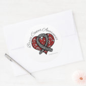 Brain Cancer Mosaic Heart Ribbon Ronde Sticker (Envelop)