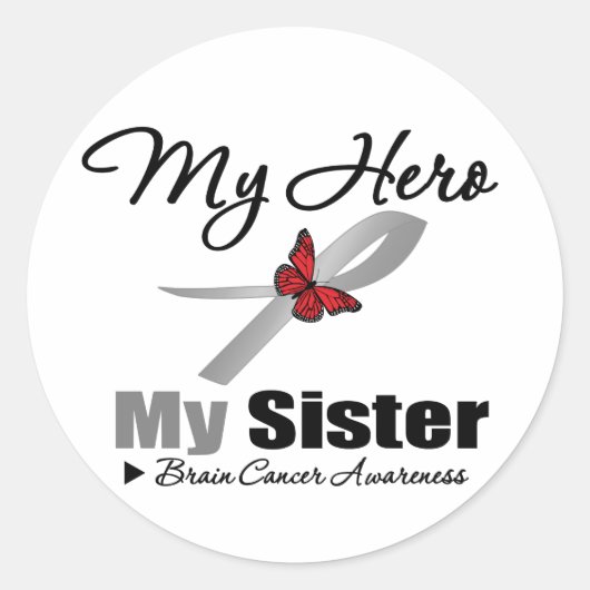 Brain Cancer My Hero My Sister Ronde Sticker (Voorkant)