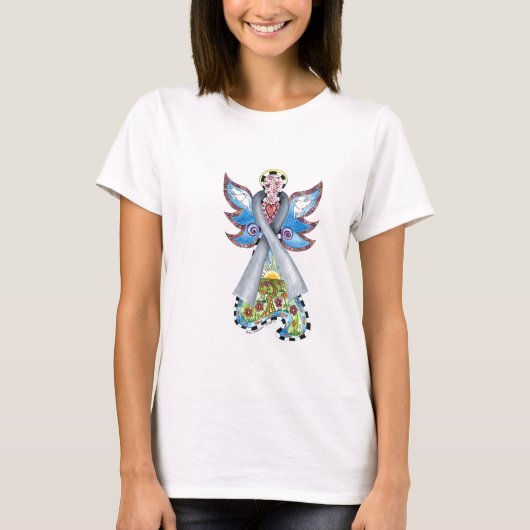 Brain Cancer Ribbon Angel T-Shirt (Voorkant)