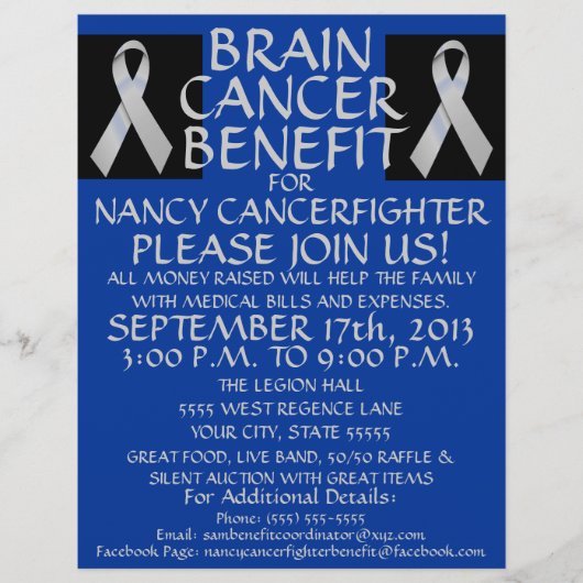Brain Cancer Ribbon Benefit Flyer (Voorkant)