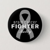 Brain Cancer Ribbon Black Button (Voorkant)