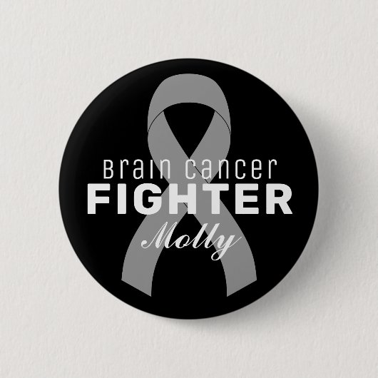 Brain Cancer Ribbon Black Button (Voorkant)