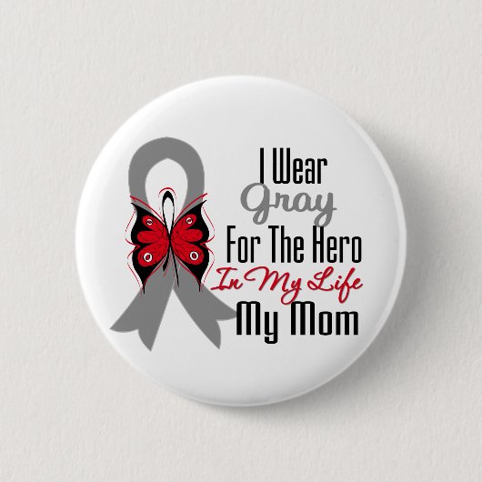 Brain Cancer Ribbon Hero Mijn moeder Ronde Button 5,7 Cm (Voorkant)