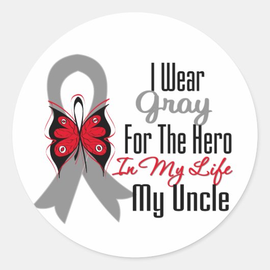 Brain Cancer Ribbon Hero Mijn oom Ronde Sticker (Voorkant)