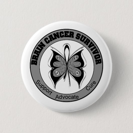 Brain Cancer Survivor Butterfly Ronde Button 5,7 Cm (Voorkant)