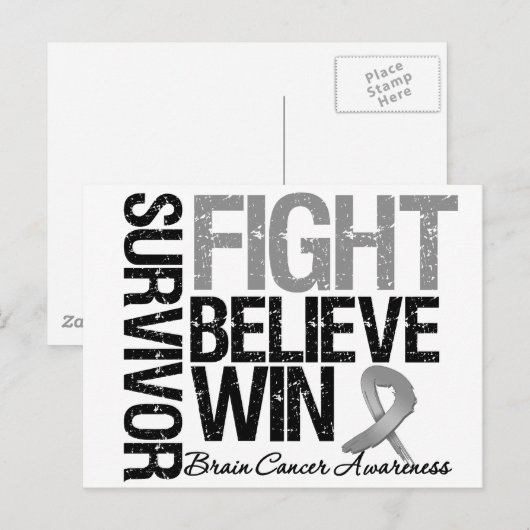 Brain Cancer Survivor Fight Believe Win Motto Briefkaart (Voorkant / Achterkant)
