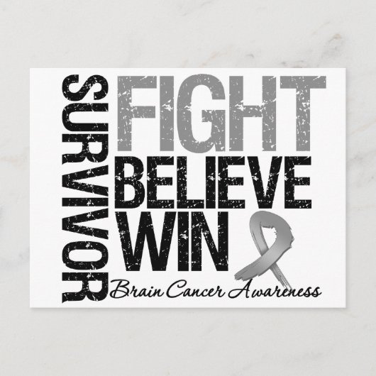 Brain Cancer Survivor Fight Believe Win Motto Briefkaart (Voorkant)