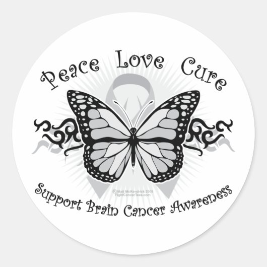 Brain Cancer Tribal Butterfly Ronde Sticker (Voorkant)