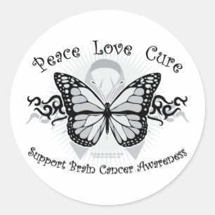 Brain Cancer Tribal Butterfly Ronde Sticker