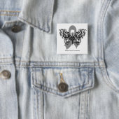 Brain Cancer Tribal Butterfly Vierkante Button 5,1 Cm (In situ)