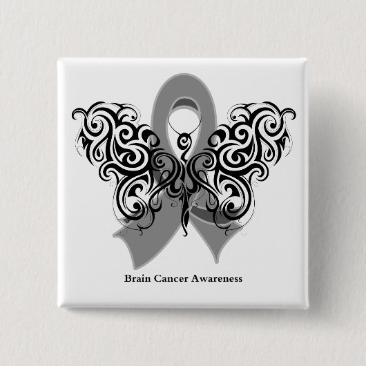 Brain Cancer Tribal Butterfly Vierkante Button 5,1 Cm (Voorkant)